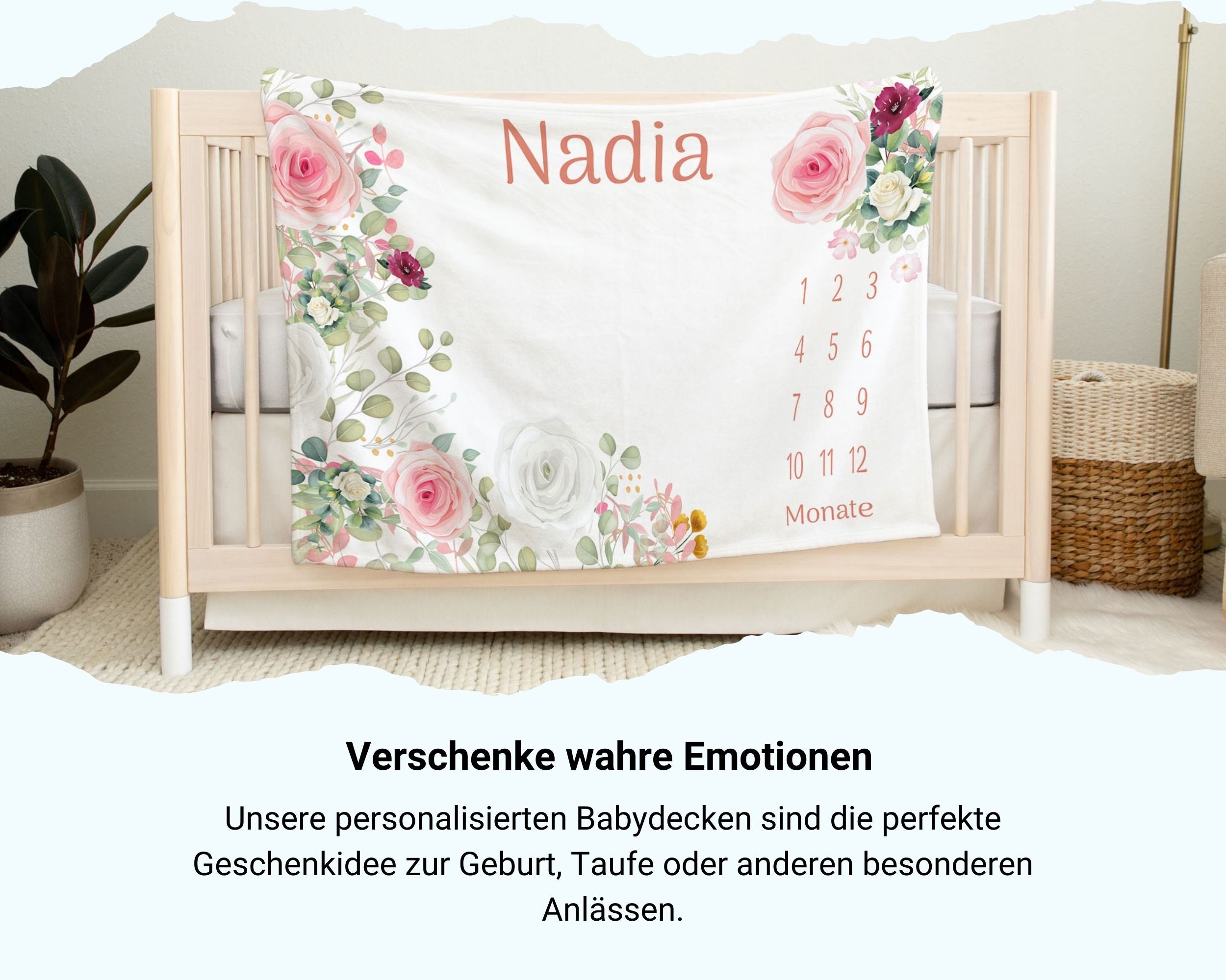 Rosenwelt - Personalisierte Babydecke