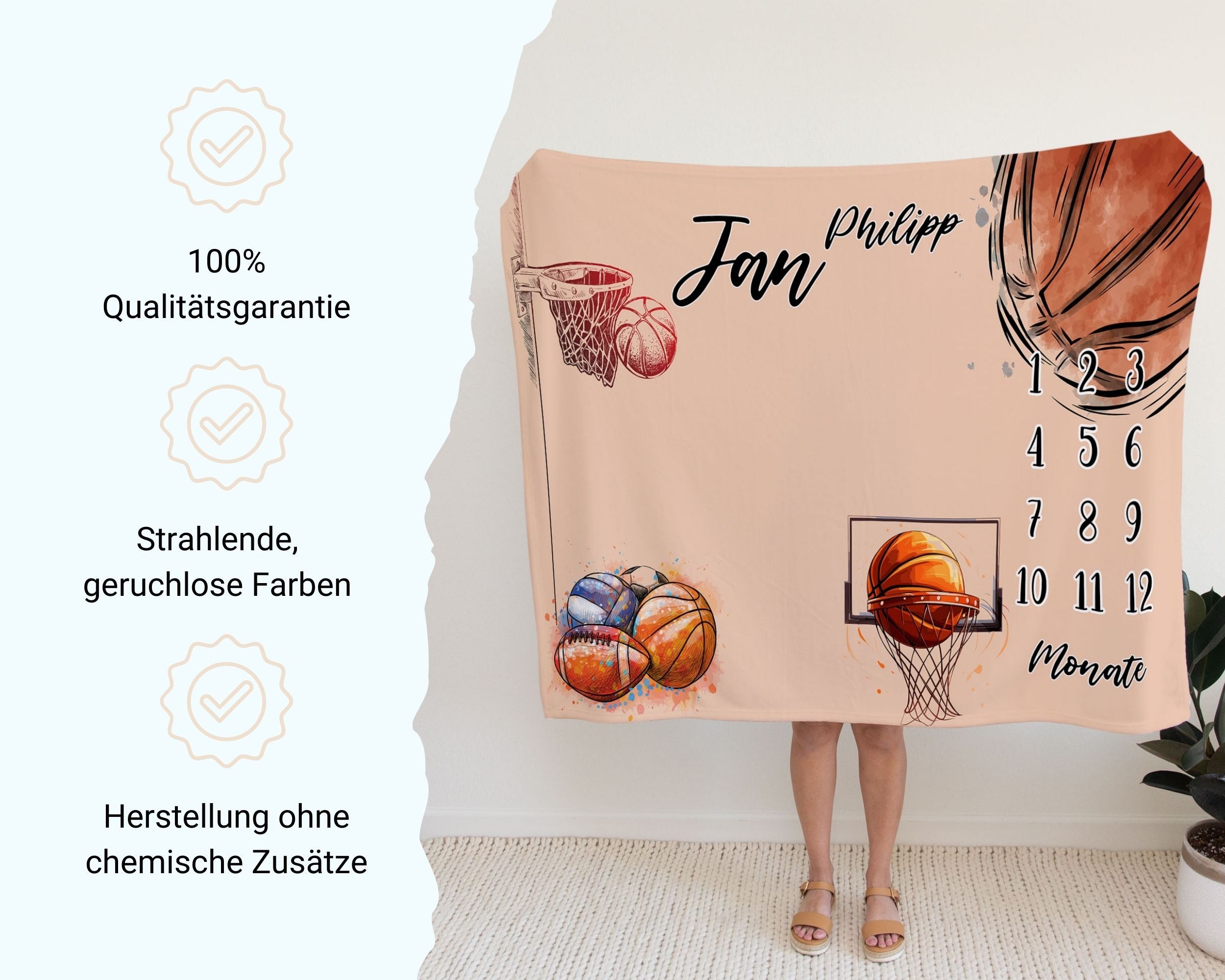 Basketball - Personalisierte Babydecke