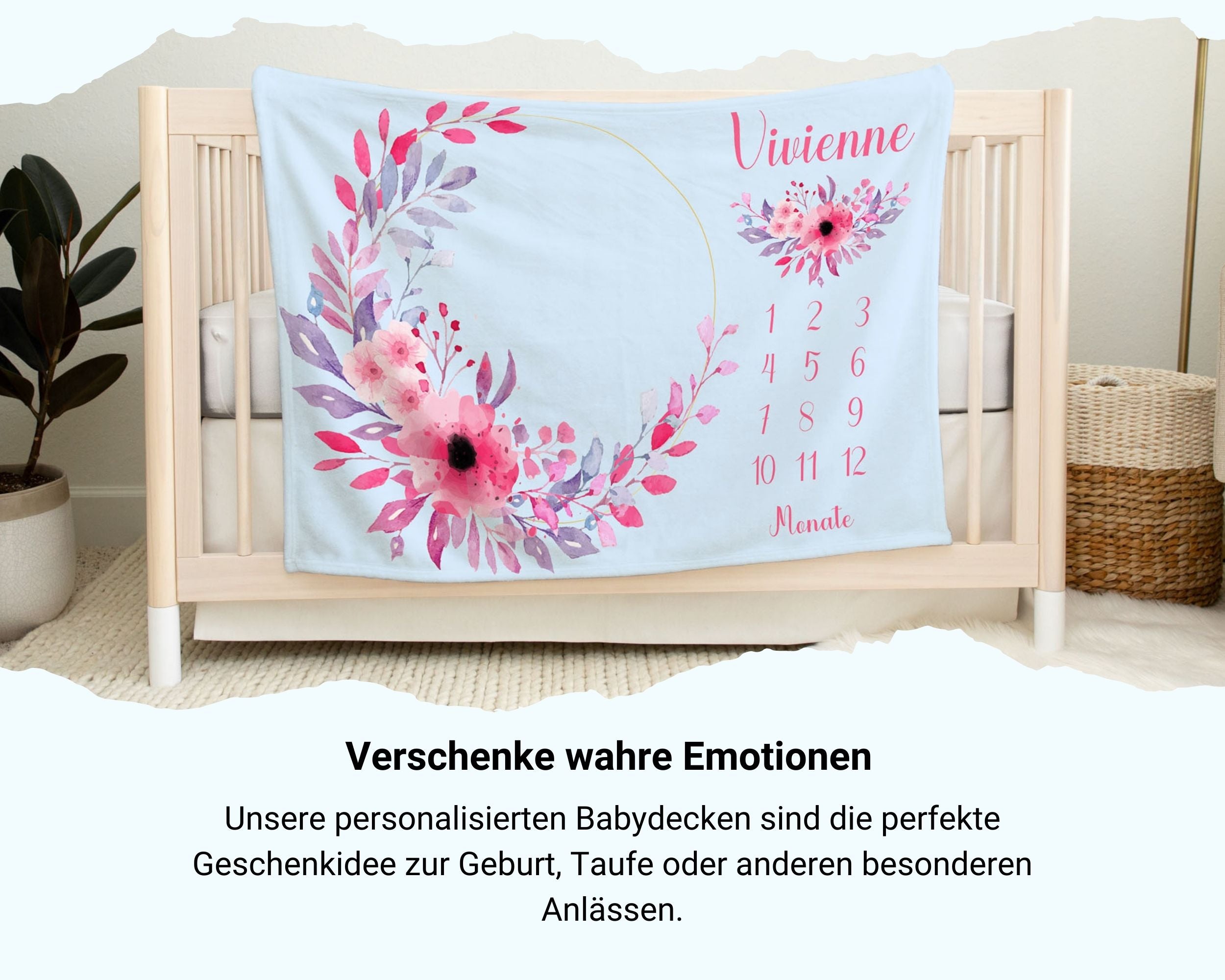 Blumenstrauß - Personalisierte Babydecke