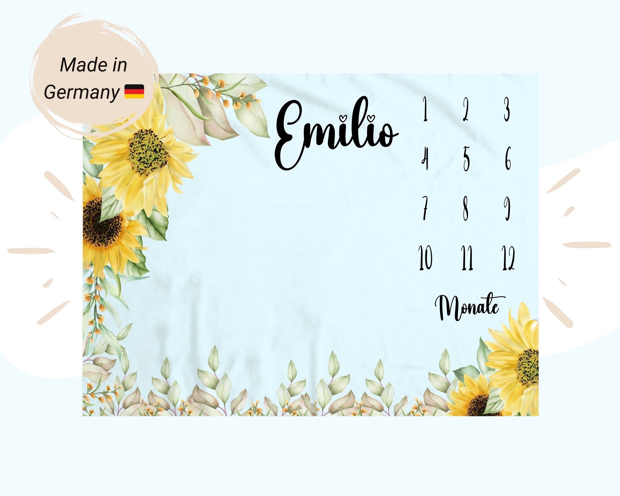 Sonnenblume - Personalisierte Babydecke