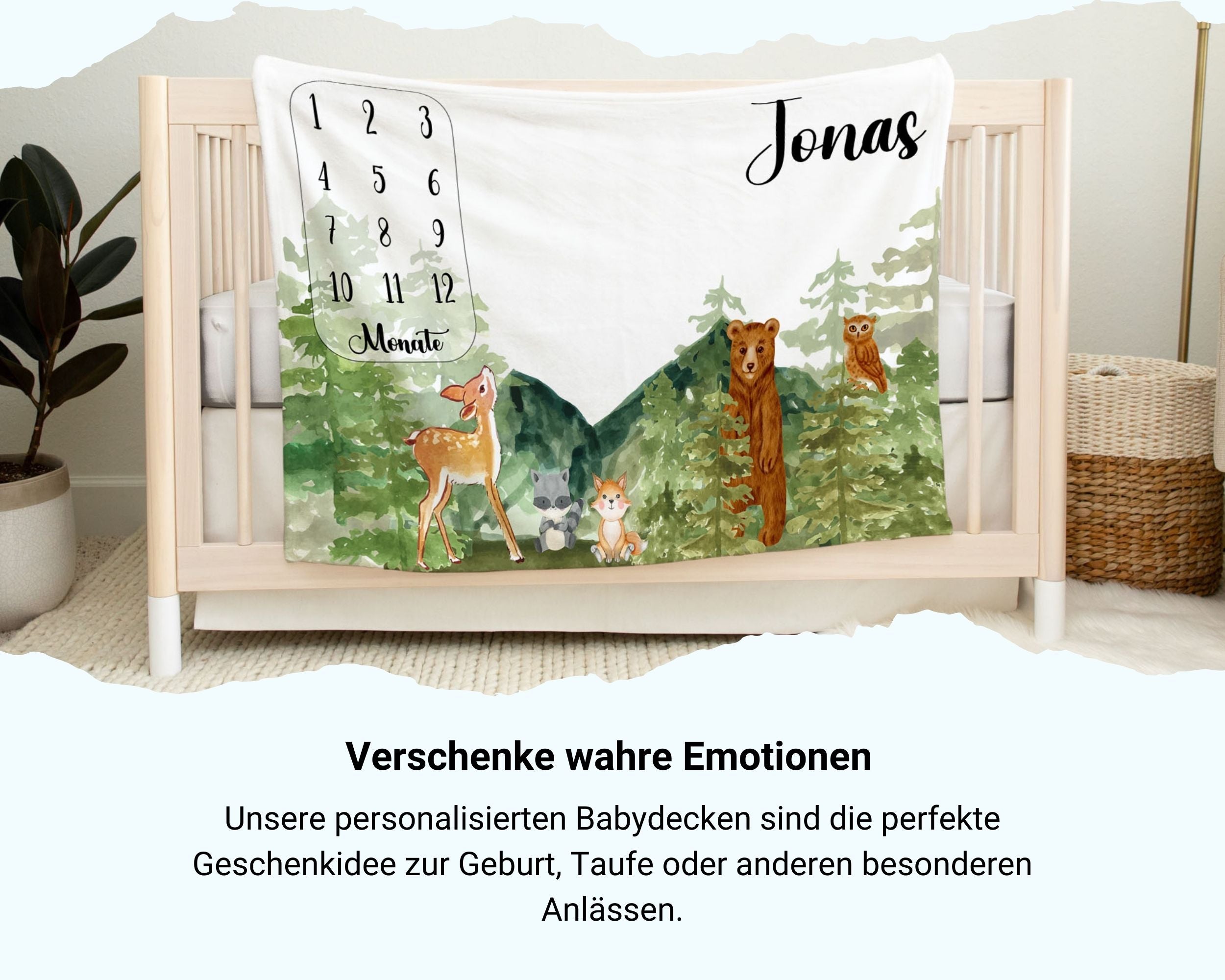 Wald - Personalisierte Babydecke