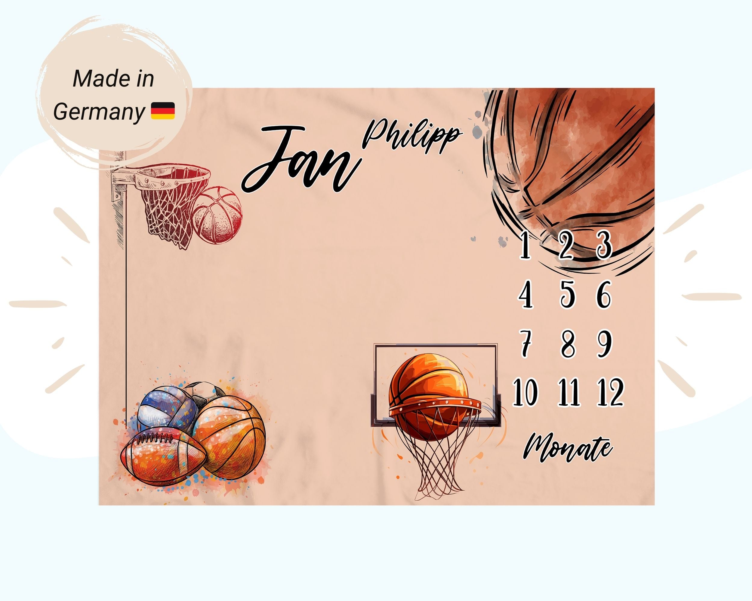 Basketball - Personalisierte Babydecke