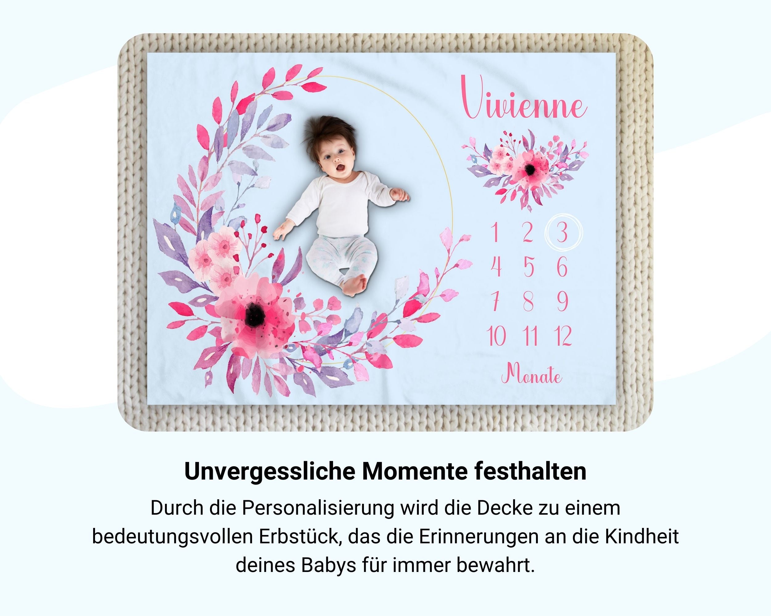 Blumenstrauß - Personalisierte Babydecke