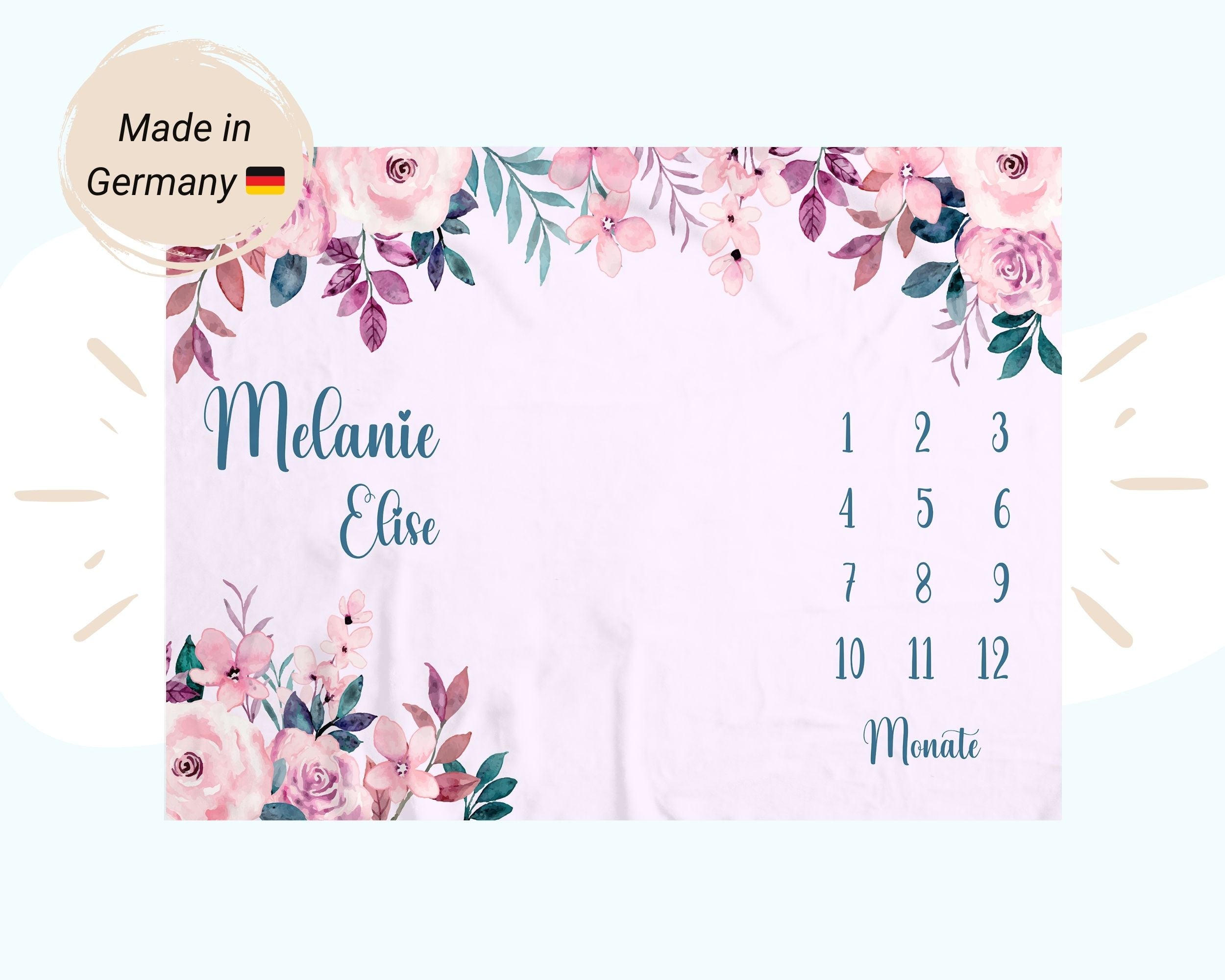 Blumenwelt- Personalisierte Babydecke