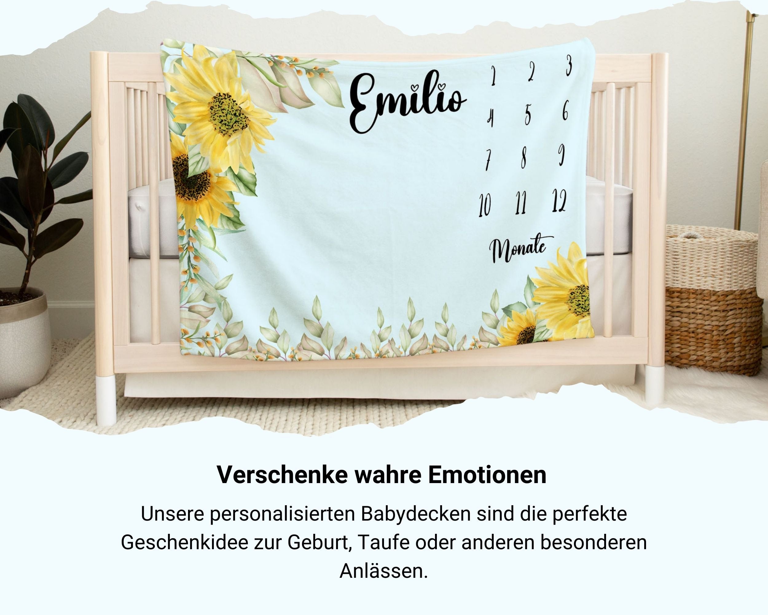 Sonnenblume - Personalisierte Babydecke