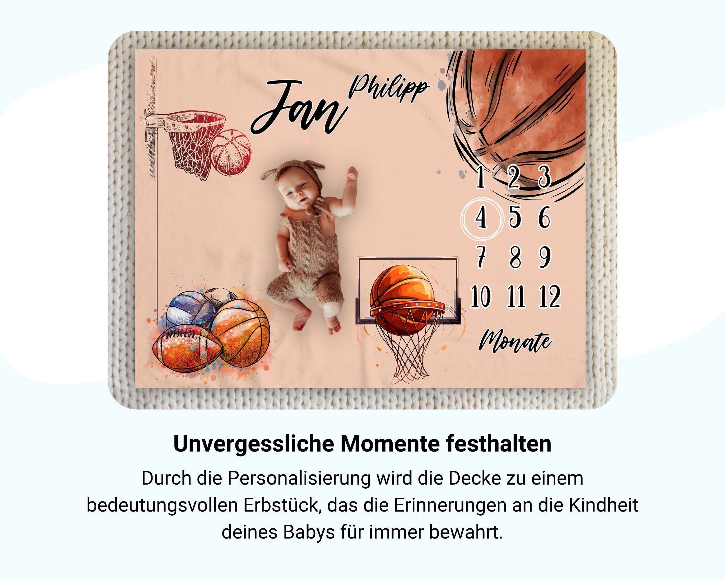 Basketball - Personalisierte Babydecke