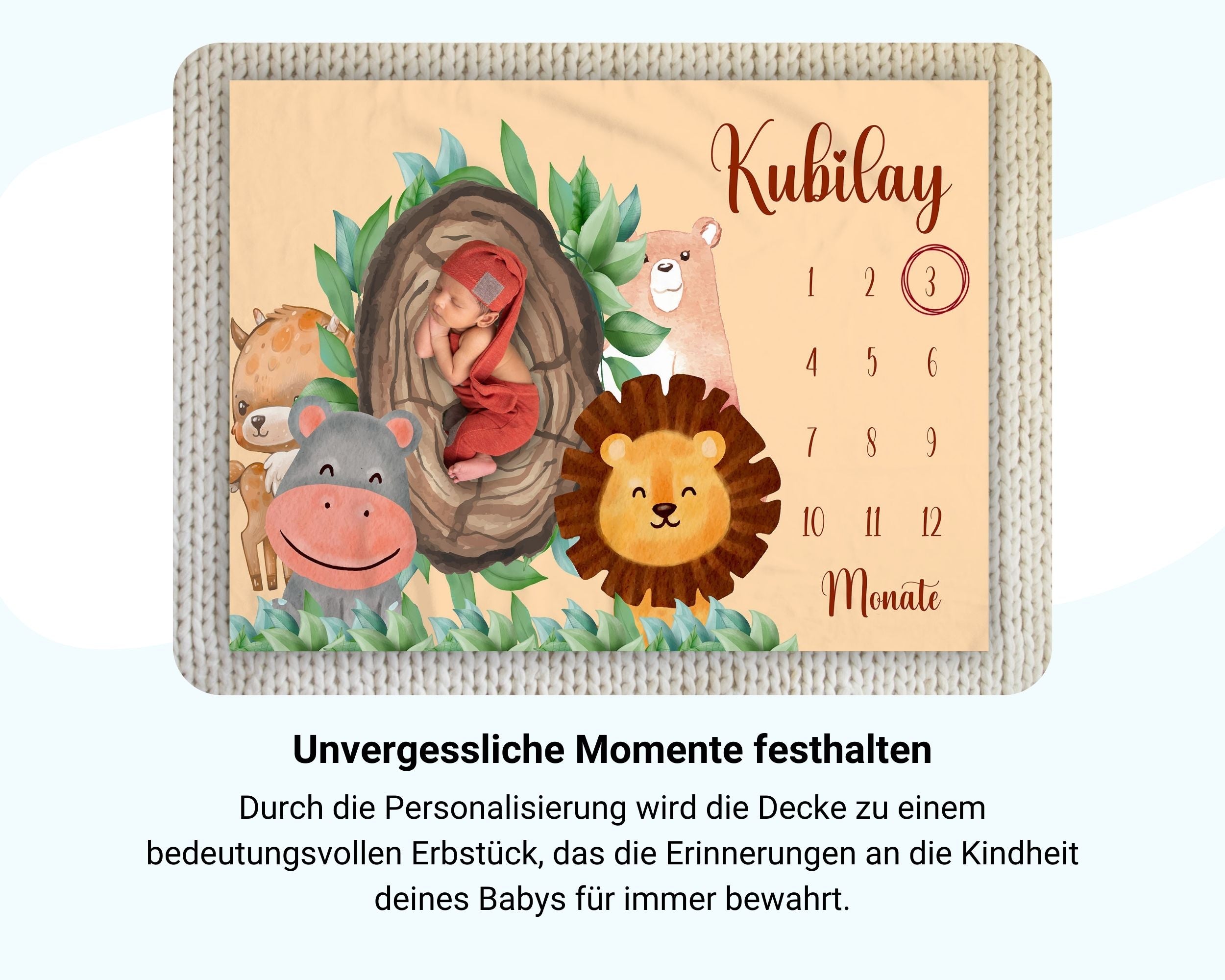 Safari - Personalisierte Babydecke