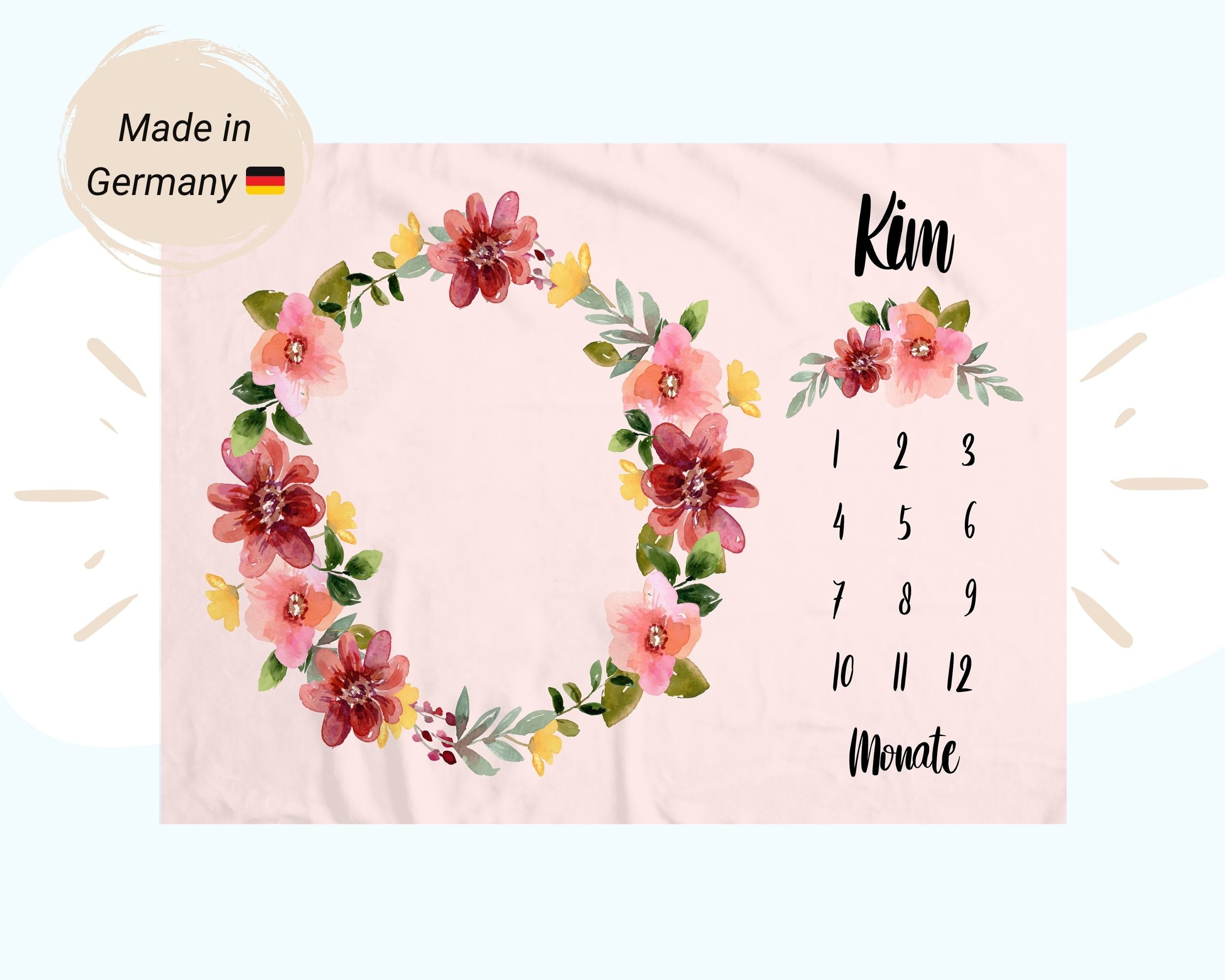 Blumenkranz - Personalisierte Babydecke