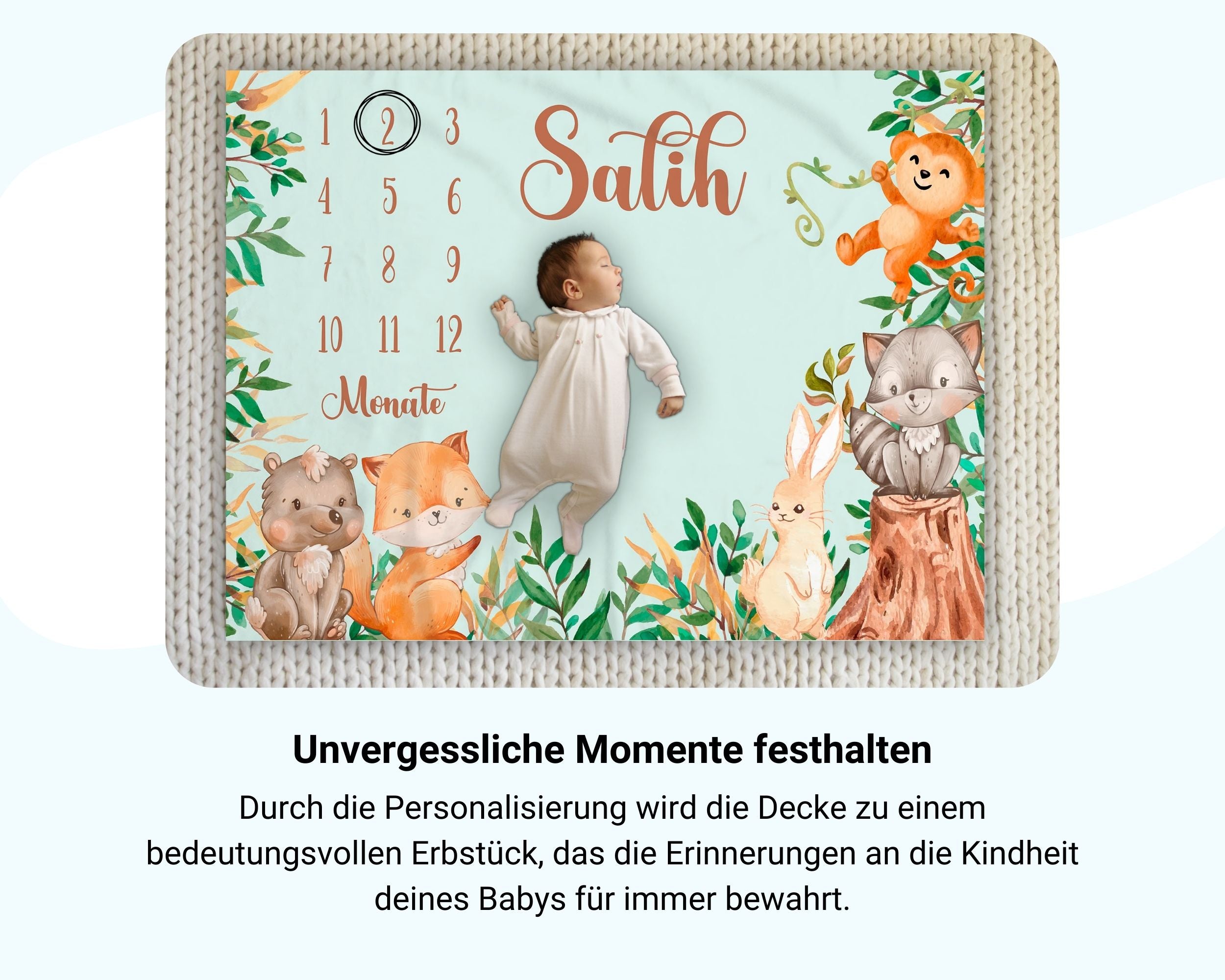 Fuchs und Freunde - Personalisierte Babydecke